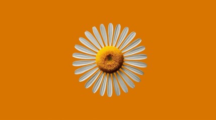 Vibrant daisy bursts against a bold orange backdrop, capturing the essence of summer's warmth and the beauty of nature in a striking and cheerful display