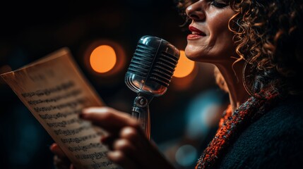 Captivating voice enchants audience at cozy jazz club on a Saturday night