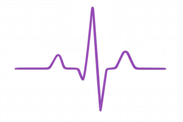 Purple electrocardiogram pulse tracing showing heart rhythm, symbolizing medical monitoring against transparent backdrop