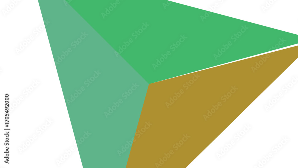 Poster abstract geometric shape with green and brown planes isolated on white background represents complex