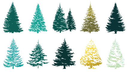 Fototapeta premium Elegant Christmas Tree Silhouette Set for Festive Decorations and Designs