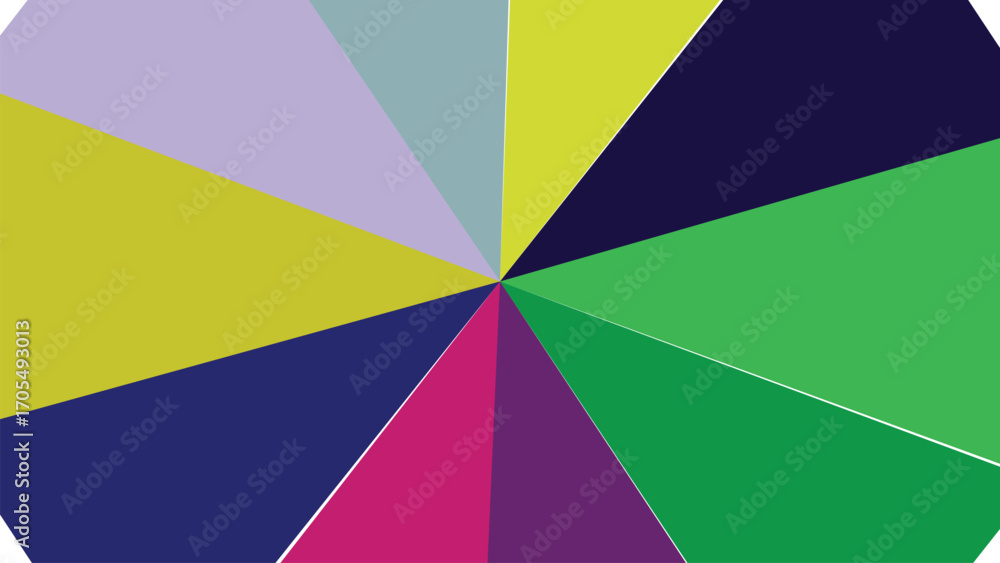 Poster abstract geometric color wheel design with triangle shapes in vibrant colors perfect for modern back