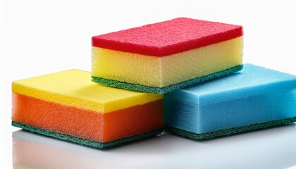 Colorful Stack Of Cleaning Sponges On Transparent Background