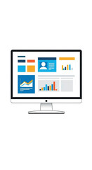Naklejka premium Computer Monitor Displaying Business Analytics Dashboard.