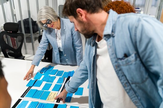Creative business team collaborating during business meeting in office