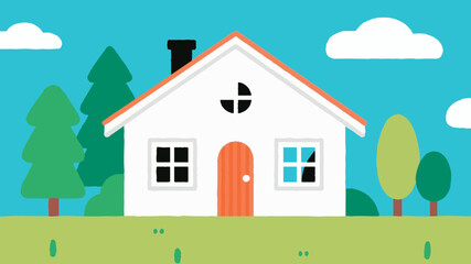 Cute and minimalist illustrations of Scandinavian-inspired houses.