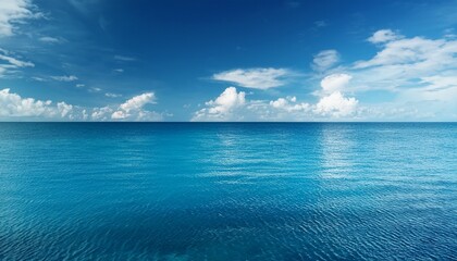 Fototapeta premium Beautiful Seascape With Blue Sky Reflected In Water Surface