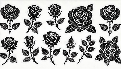 Rose silhouette on white background