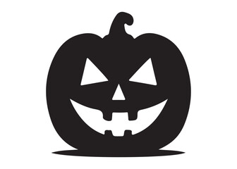 pumpkin with face logo silhouette vector, pumpkin face vector silhouette illustration, jack-o-lantern with pumpkin logo silhouette, pumpkin with funny face logo silhouettes vector on white background.