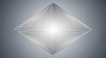 Intricate geometric diamond shape formed by thin lines, reflecting light and creating a sense of depth and complexity