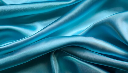 Fototapeta premium Aqua Silk Fabric Drapes Gracefully Forming Elegant Waves And Swirls A Study In Smooth Flowing Textures With A Serene Tranquil Aesthetic Subtle Shimmer Adds Depth And Luxurious Visual Appeal