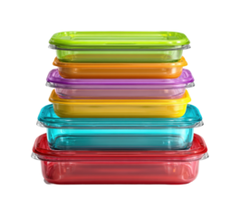 Organizing food storage solutions colorful glass containers in a kitchen environment isolated on transparent background, png