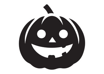 pumpkin with face logo silhouette vector, pumpkin face vector silhouette illustration, jack-o-lantern with pumpkin logo silhouette, pumpkin with funny face logo silhouettes vector on white background.