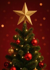 Obraz premium Festive Christmas tree adorned beautifully.