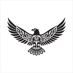 Obraz premium Vector art of majestic eagle soars with intricate tribal patterns