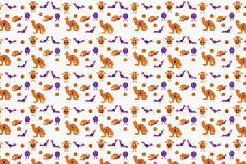 Retro Pop Art Halloween Seamless Pattern bold pop art Pop Monster  style seamless pattern great for Halloween posters, packaging, and gift wrap