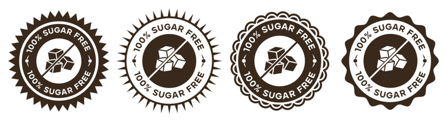 Sugar Free Food Label Badges with Retro Style Icons
