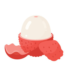 Fresh Lychee Fruit with Peel Vector Illustration Tropical Food Graphic Asian Cuisine