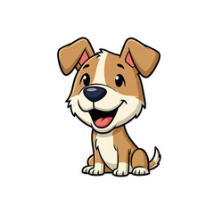 Cute cartoon puppy dog sitting and smiling.