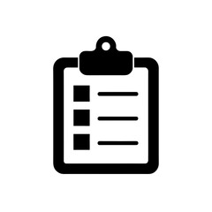 Illustration of a black clipboard with lines on transparent background