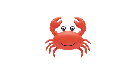 Fototapeta premium Cute cartoon red crab with big claws and happy face.