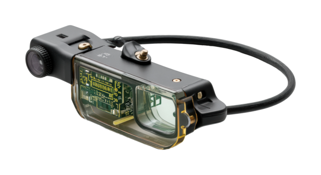 Innovative augmented reality glasses for industrial applications in technology modern environment isolated on transparent background, png
