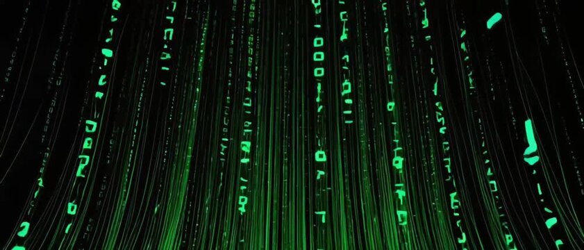 Abstract Green Matrix Code Background for Cyber and Technology Design