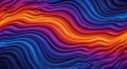 Fototapeta premium Vibrant, undulating waves of color in a textured, abstract pattern, with shades of blue, purple, and orange