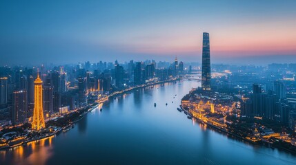 Fototapeta premium Night scenery of modern cities