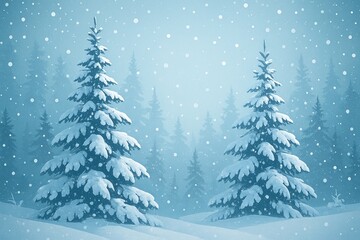Obraz premium Snowy evergreen forest winter wonderland.