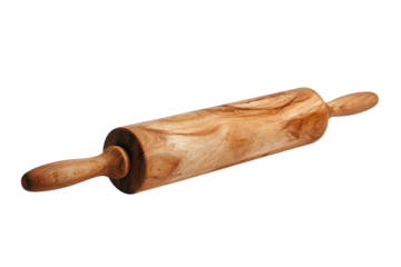 Rustic wooden rolling pin on a black background