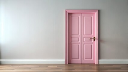 Elegant interior design element with a pink door partially open