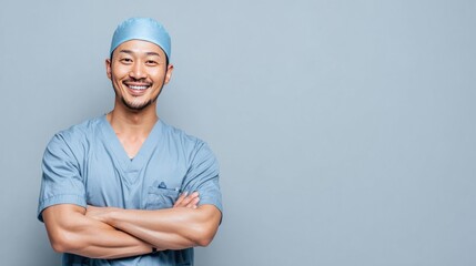 Portrait of young asian doctor isolated