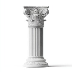 Obraz premium Ornate, classical pedestal column, light gray, on a white background