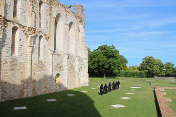 ruined cathedral in a medieval abbey in maillezais in vendée in france 