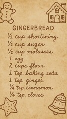 old christmas recipe card with gingerbread doodles mobile wallpaper