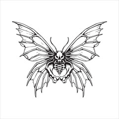Fototapeta premium Vector art of creepy butterfly with a skull and bones
