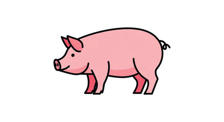 Fototapeta premium Cute Pink Pig Cartoon Illustration.