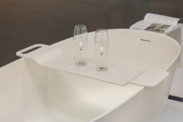 Two Wine Glass Holder at Bathtub in Bathroom