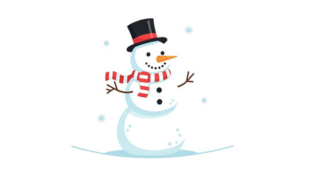 Cute Snowman Wearing a Hat and Scarf 1.