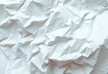 Obraz premium Close-up of a crumpled sheet of white paper, showing deep creases and texture, clean, old paper