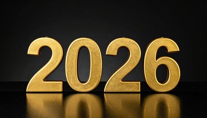 Gold lettering "2026" on a black background 