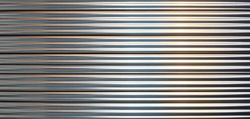 Obraz premium Modern corrugated silver metal sheet, textured horizontal lines, industrial background, metallic background, industrial