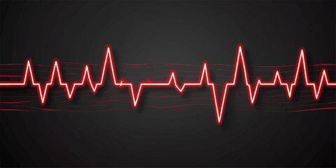 Medical heart rate monitor showing a red heartbeat electrocardiogram line