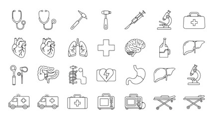 Medical Icon Set Line Art Graphics for Healthcare