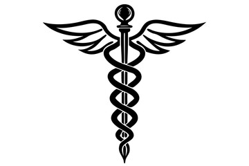 Black and White Caduceus Medical Symbol