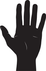 Vector art of silhouette of a hand with fingers extended, , representing a gesture or symbol of greeting or counting