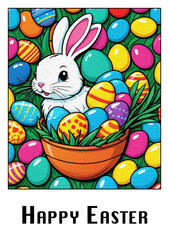 Easter. Card design. Pattern for printing on wall decorations, covers, posters. Oil paint