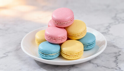 colorful macaroons on a plate