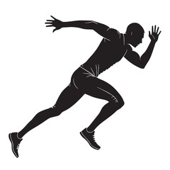 Black sprinting Silhouette Vector, High Quality Illustration on White Background